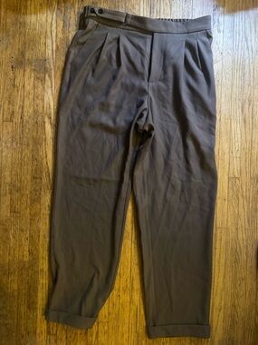 SHEIN Tailored Pleat Front Pants - Brown